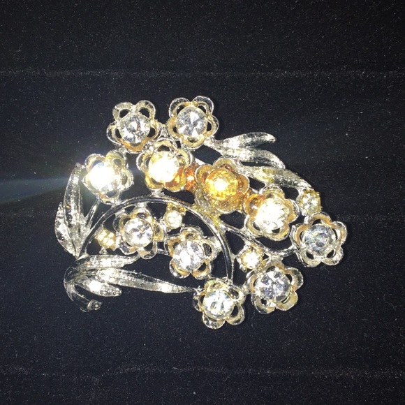 Silver and Rhinestone Pin - Picture 2 of 5